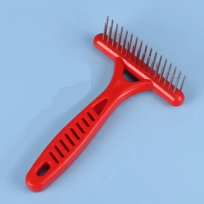 Pet Rake Comb 2 Rows Stainless Steel Teeth Anti-Static-Image 1