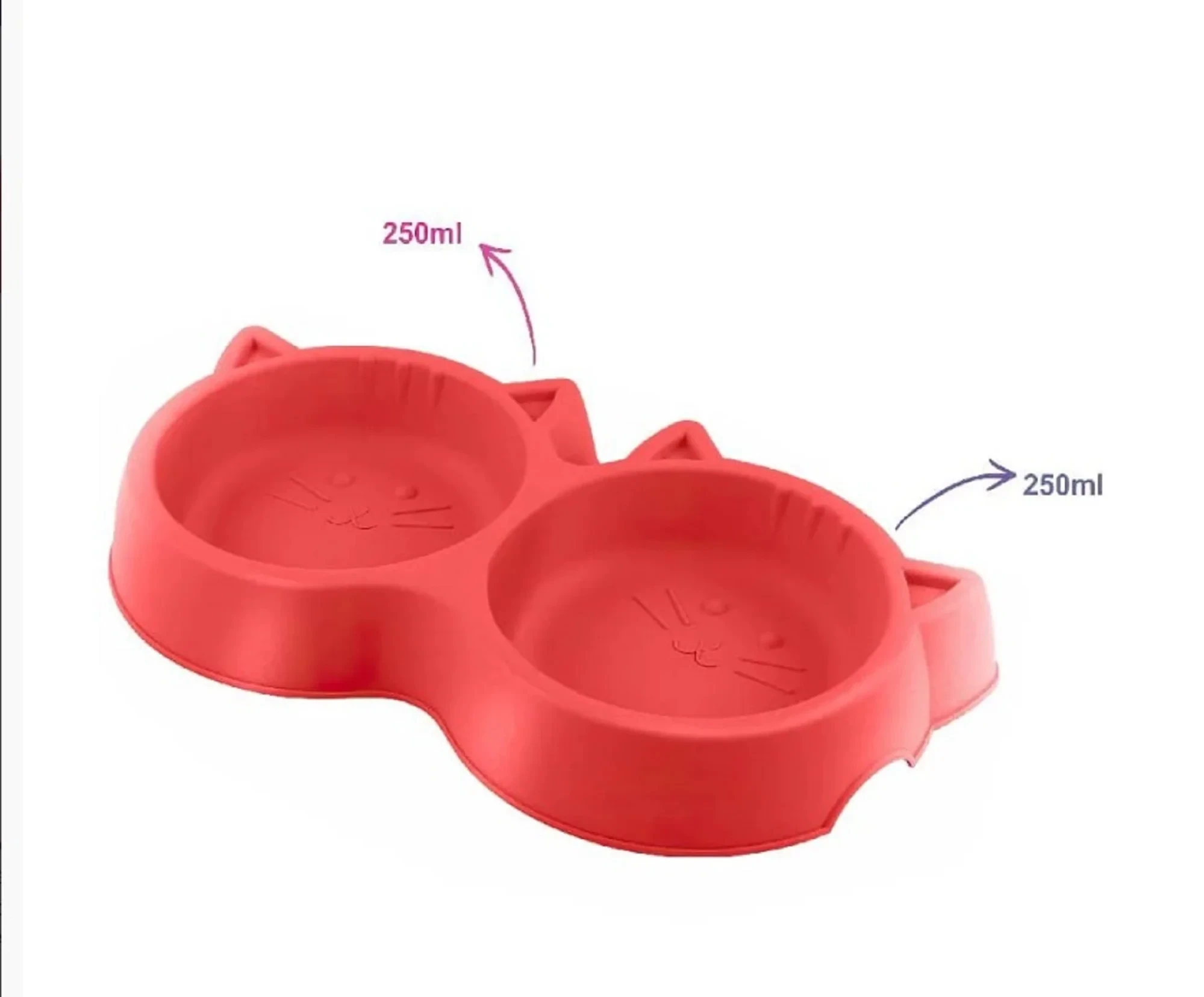 Dog  Feeding Cat Shaped Double Bowl