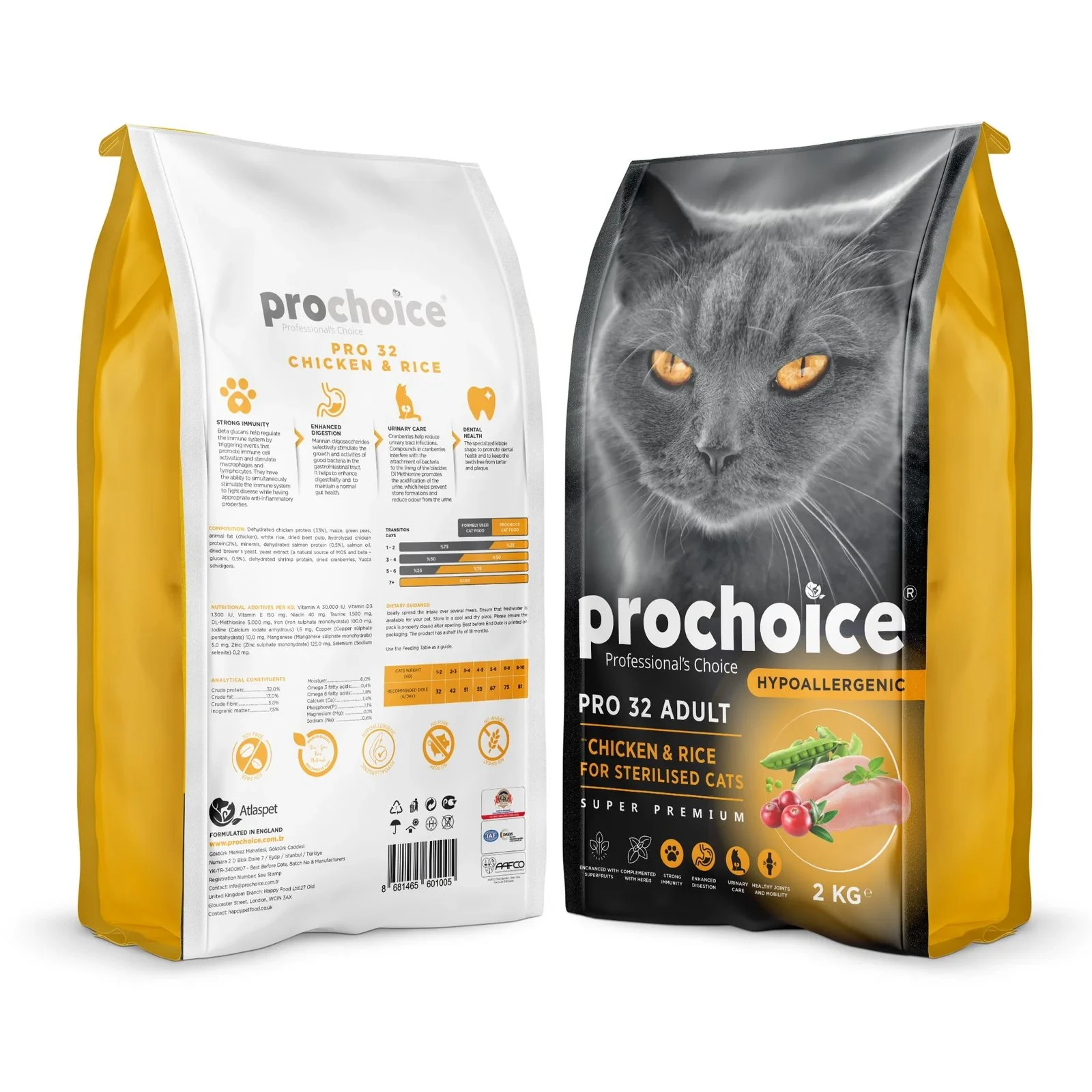 Prochoice Pro32 Hypoallergenic Sterilized Adult Cat Food - Chicken And Rice