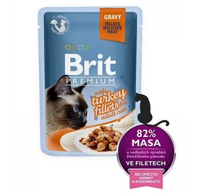 Brit Premium Cat Pouch with Turkey Fillets in Gravy for Adult Cats