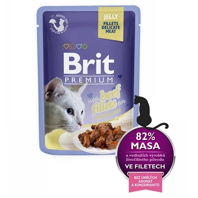 Brit Premium Cat Pouch with Beef Fillets in Gravy for Adult Cats